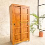 Almari Pakaian Lemari Baju Model Minimalis 2 Pintu Sliding Finishing Natural