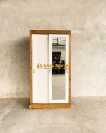 Almari Pakaian Lemari Baju Model Minimalis 2 Pintu Sliding Plus Cermin Finishing Natural Kombinasi Duco Putih - Image 4