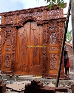 Pintu Gebyok Ukir Kudusan Kayu Jati Kualitas Ukuran Tinggi 270 Lebar lunas 300 - Image 4