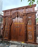 Pintu Gebyok Ukir Kudusan Kayu Jati Kualitas Ukuran Tinggi 270 Lebar lunas 300 - Image 2