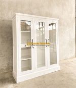 Lemari Pakaian Almari Baju Model Minimalis 3 Pintu Full Kaca Finishing Duco Putih - Image 5