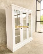 Lemari Pakaian Almari Baju Model Minimalis 3 Pintu Full Kaca Finishing Duco Putih - Image 4