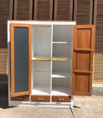 Lemari Pakaian Almari Baju Model Minimalis 3 Pintu Plus Cermin Finishing Duco Putih Kombinasi Natural - Image 2