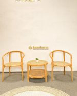 Set Kursi Meja Teras Kayu Jati Kombinasi Rotan Minimalis - Image 2