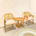 Set Kursi Teras Kayu Jati Kombinasi Rotan Minimalis