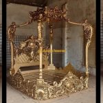 Super Mewah Tempat Tidur Klasik Ukiran Finishing Gold