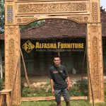 Mihrab Masjid Tempat Imam Kaligrafi Bahan Kayu Jati Grade A