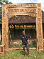 Mihrab Masjid Tempat Imam Kaligrafi Bahan Kayu Jati Grade A