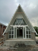 Jual rumah kayu model segitiga full dari kayu jati