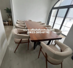 Set meja makan minimalis modern top table kayu jati - Image 3