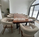 Set meja makan minimalis modern top table kayu jati - Image 2