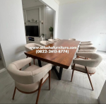 Set meja makan minimalis modern top table kayu jati