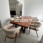 Set meja makan minimalis modern top table kayu jati