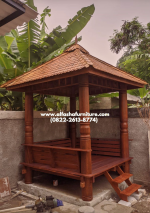 Gazebo kayu jati minimalis 2x2 meter