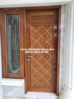 Replika Pintu Masjid Nabawi Kayu Finishing Kombinasi Gold - Image 2