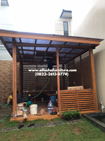 Gazebo pergola kayu minimalis full set atap polycarbonate