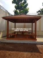 Jual gazebo minimalis modern kayu jati model bangkau - Image 2