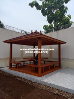 Jual gazebo minimalis modern kayu jati model bangkau