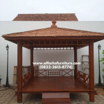 gazebo kayu jati minimalis atap sirap ulin