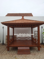 gazebo kayu jati minimalis atap sirap ulin
