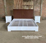 Jual tempat tidur minimalis kayu cat duco putih