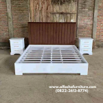 Jual tempat tidur minimalis kayu cat duco putih