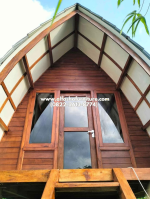 Jual rumah kayu model segitiga full dari kayu jati atap multiroof - Image 2