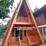 Jual Rumah Kayu Model Segitiga Mezanin