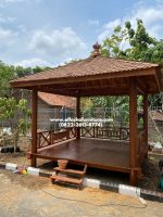 Gazebo minimalis kayu jati ukuran 3x3 meter - Image 2