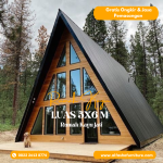 Rumah Segitiga Minimalis Modern Kayu Jati