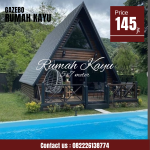 Rumah Kayu Segitiga Minimalis Modern Kayu Jati | Rumah Kayu Glamping