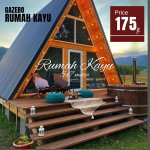 Rumah Kayu Segitiga Minimalis Modern Kayu Jati