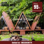 Rumah Glamping Segitiga Minimalis Modern Kayu Jati