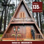 Rumah Segitiga Glamping Kayu Jati Minimalis Modern