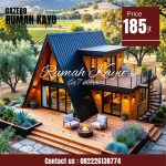 Rumah Segitiga Kayu Jati Minimalis Model Roftop