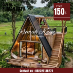 Rumah Segitiga Glamping Kayu Jati Minimalis