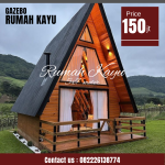 Rumah Kayu Segitiga Minimalis Modern Jati