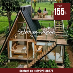 Rumah Kayu Segitiga Glamping Minimalis Modern Kayu Jati