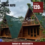 Jual Rumah Kayu Segitiga Minimalis Modern
