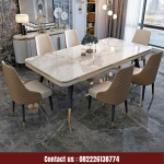 Meja Makan Marmer Minimalis 6 Kursi Desain Luxury Modern