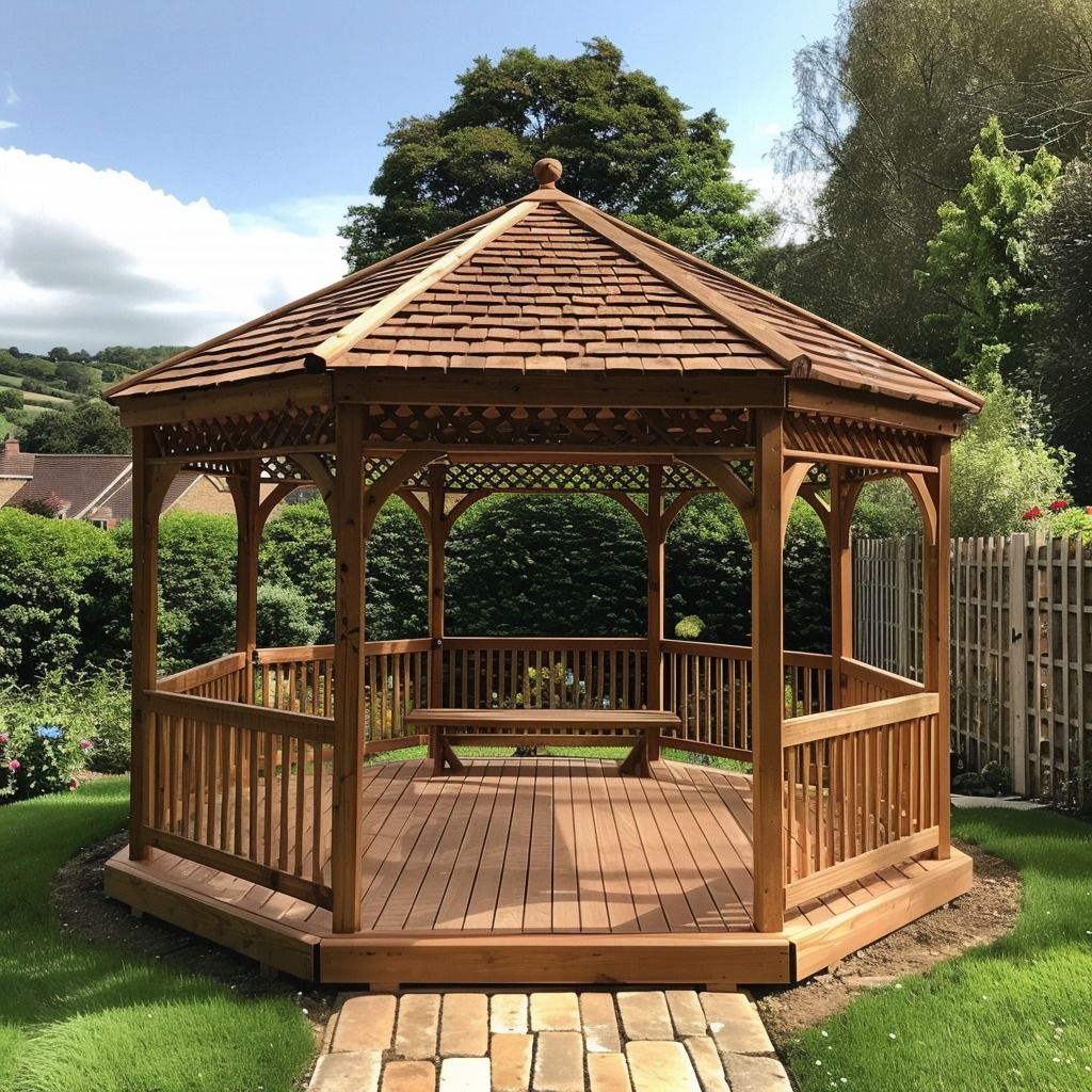 gazebo minimalis Gazebo Kayu Minimalis Jati – Elegan, Kokoh & Estetik - Image 1